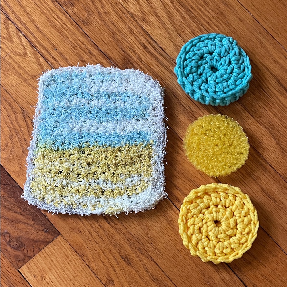 4-Piece Crochet Kitchen Set - Dishcloth and Scrubbies
